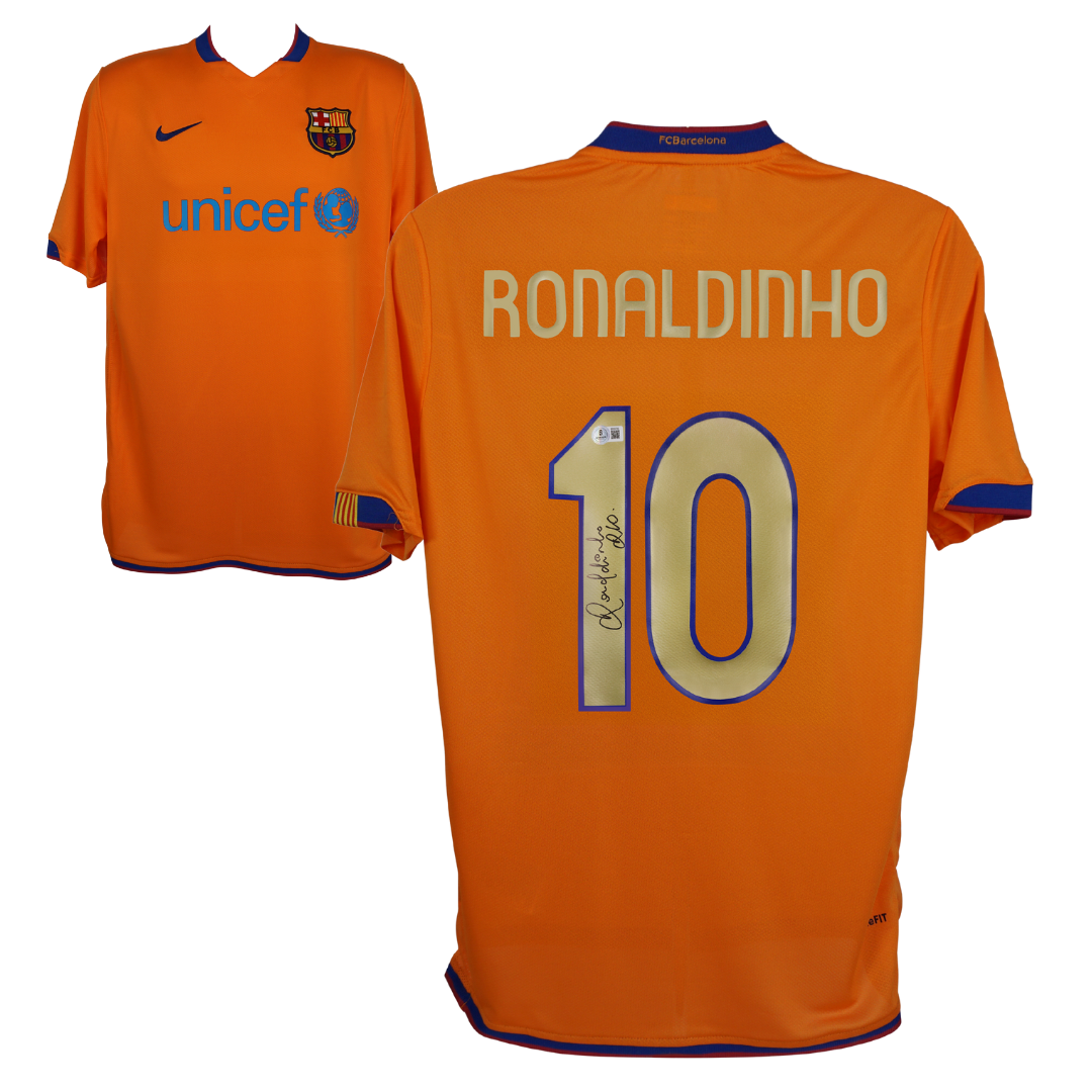 Ronaldinho Signed FC Barcelona Away Soccer Jersey #10 with Beckett COA